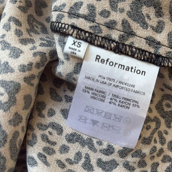 Reformation Gianni Leopard Print Mini Dress in Bengal w Tie Back Detail - Picture 5 of 7